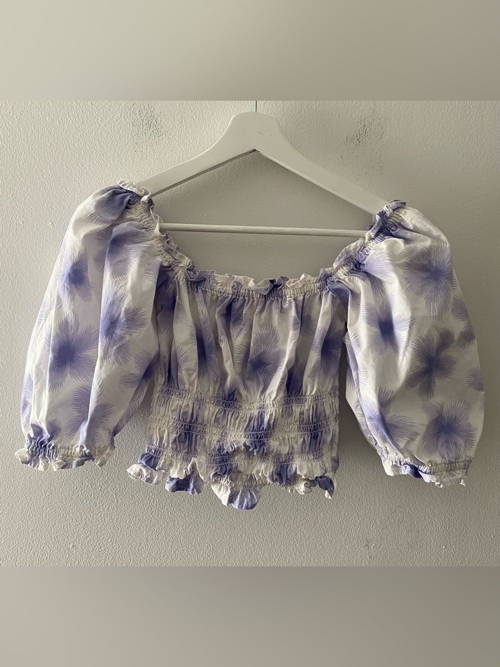Levi's Lavender Floral Smocked Off-Shoulder Top